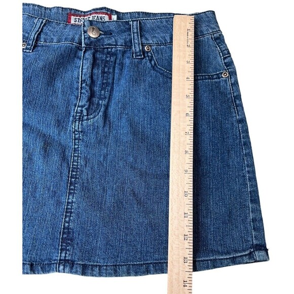 Street Jeans Girls Blue Jean Skirt Large Bling Pockets Stretch 28 x 13.5 USA - Picture 8 of 11